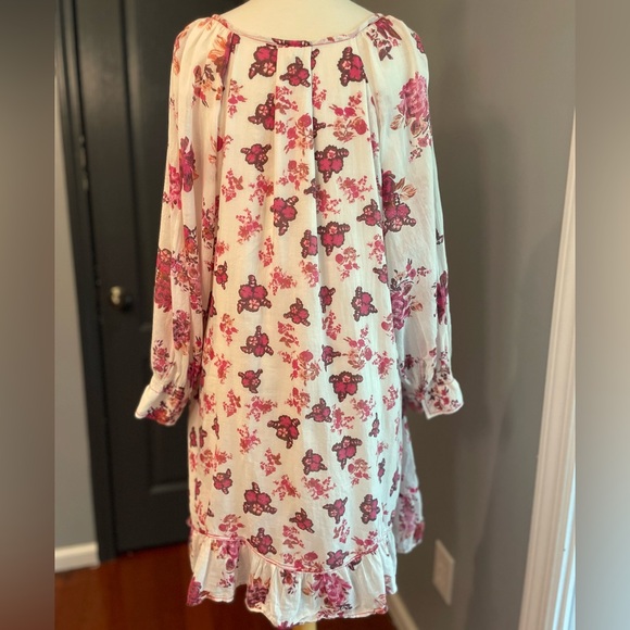 Free People Carmella Mini Floral Boho Cotton Dress Pink Florals - Picture 9 of 16